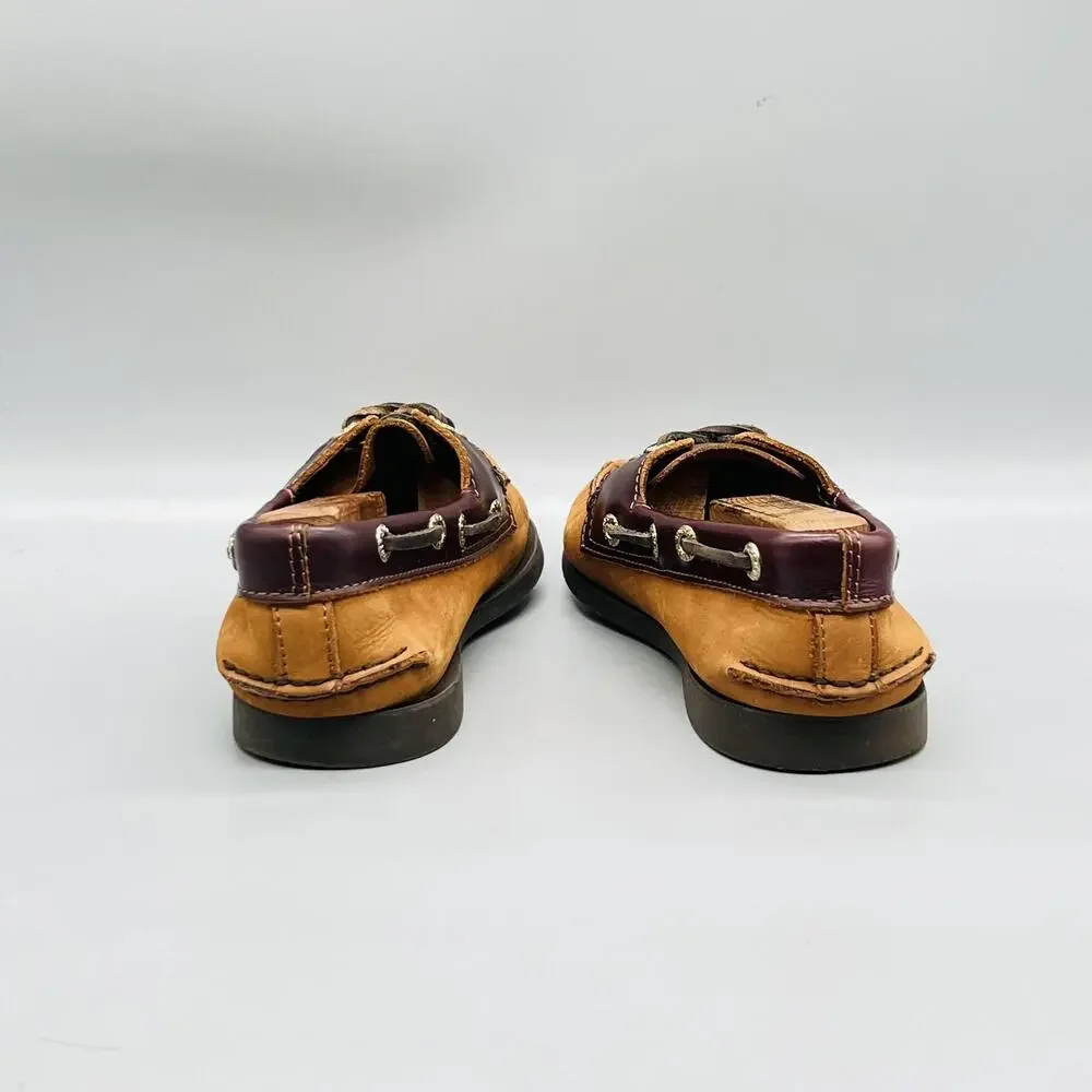 Sperry Shoes Mens 9 Brown Nubuck Leather Top Sider Boat Moc Toe Casual Comfort